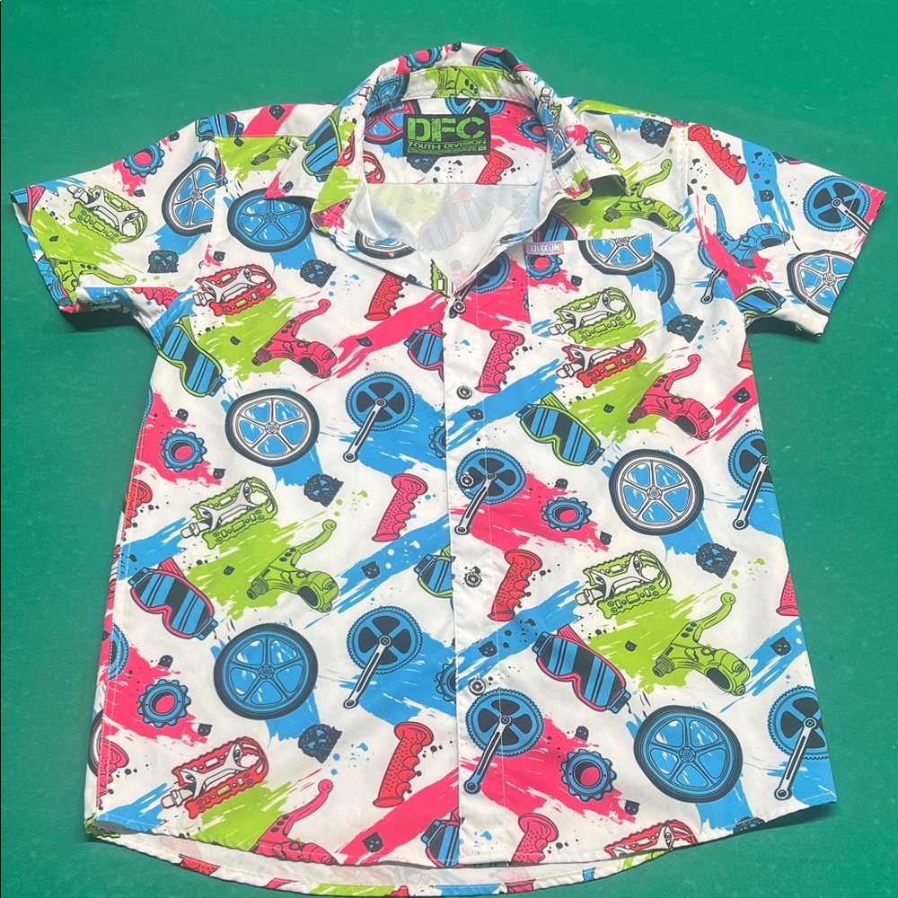 DIXXON Kids Colorful Car Graphic Button Down Shirt